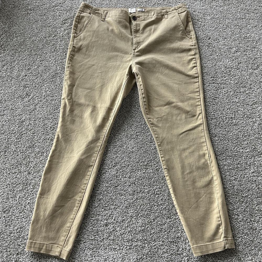 A New Day Pants Womens 18 Beige Twill Chino Tapered Stretch Pockets Casual